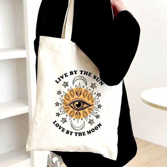 HALLOWEEN SALE Celestial Moon Evil Eye Tote Bag - Picture 1 of 4